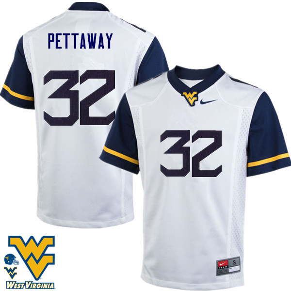 Men #32 Martell Pettaway West Virginia Mountaineers College Football Jerseys-White